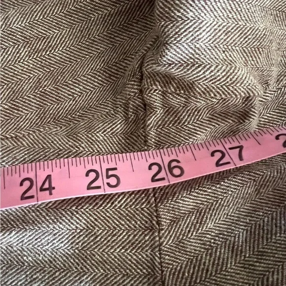 J. Jill Linen & Cotton Herringbone Pants Trousers In Coffee - Picture 10 of 10